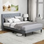 Sampuotas dvigulės lovos rėmas su galvūgaliu 200x140 cm (Pilka)