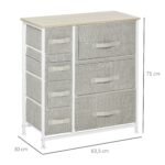 Komoda su metaliniu rėmu ir 7 sulankstomais medžiaginiais stalčiais