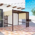 Pergola su reguliuojamu stumdomu stogu, integruotomis privatumo sienelėmis ir augalų loveliais 3x2,5 m