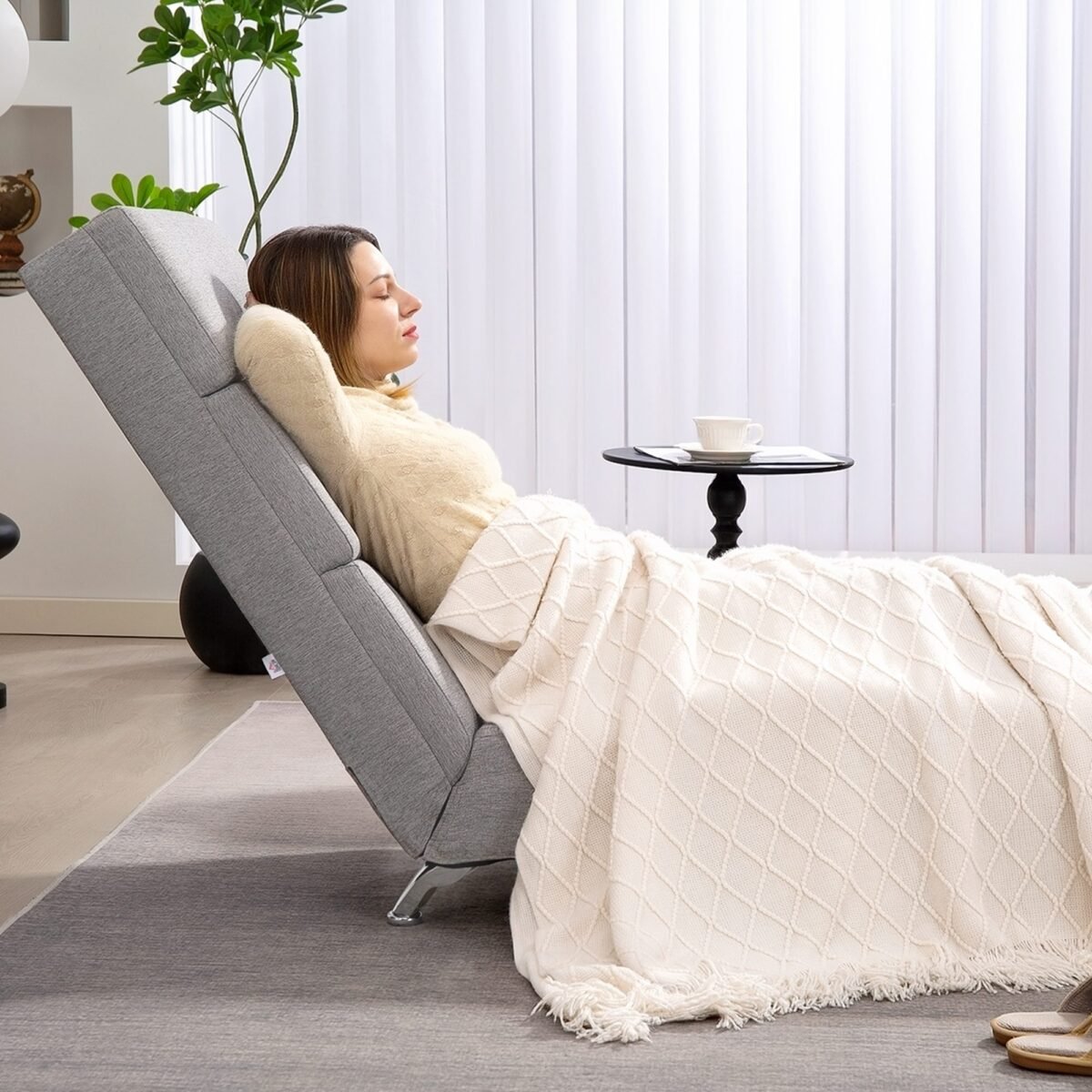 Relaksacinis gultas su 16 cm storio paminkštinimu ir lino išvaizdos audiniu