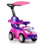 Vaikiškas automobilis su stumdoma rankena ir daiktadėže (Rožinė)