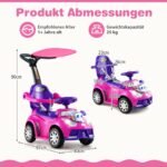 Vaikiškas automobilis su stumdoma rankena ir daiktadėže (Rožinė)