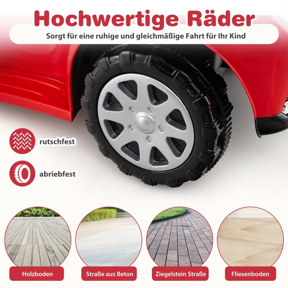 Vaikiškas automobilis su stūmimo rankena ir daiktų dėže (Raudona)