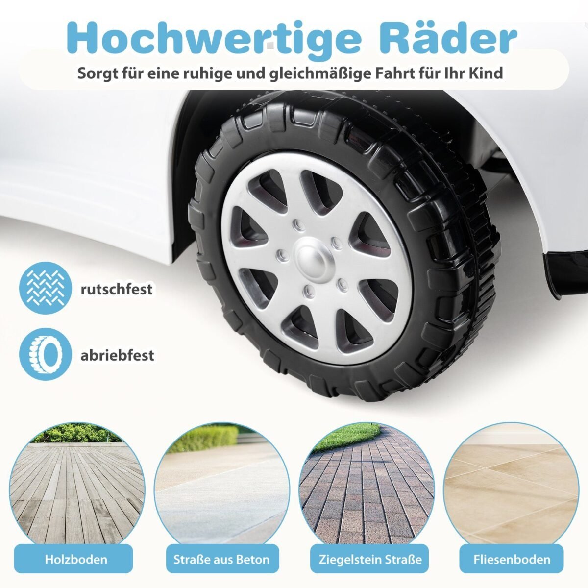 Vaikiškas automobilis-stumdukas su stūmimo rankena ir daiktadėže (Balta)