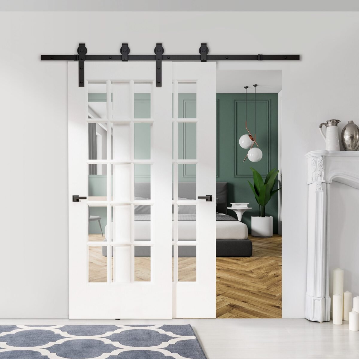 Slankiojančių durų furnitūros komplektas, 200 cm, iki 90 kg