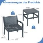 3 dalių lauko baldų komplektas su stalu ir kėdėmis (Pilka)