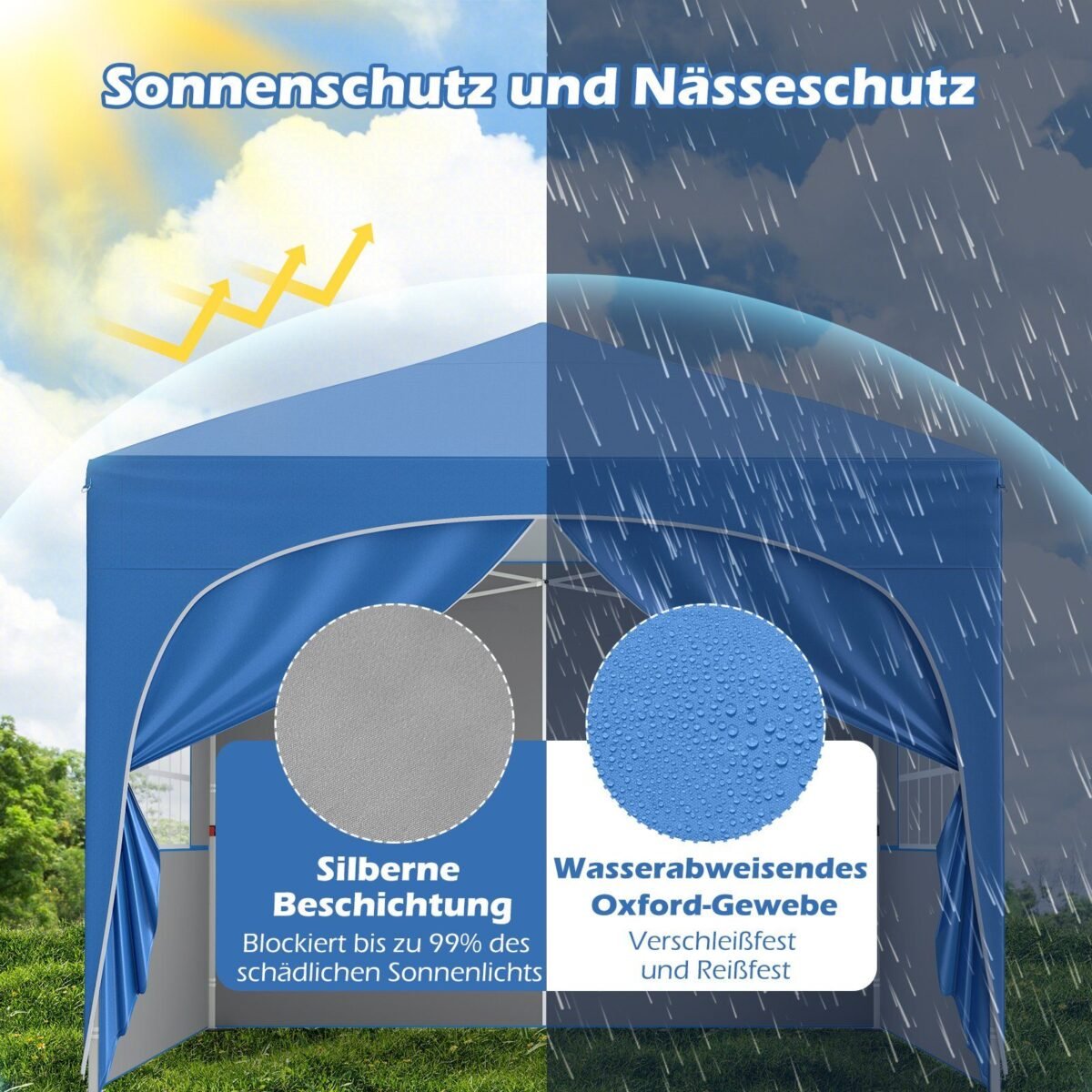 Sulankstomas 3x3m paviljonas lauko renginiams (Mėlyna)