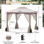 Sodo paviljonas su tinkleliu nuo uodų ir keturiais smėlio maišais (Chaki)