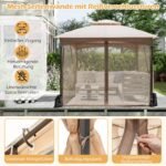 Sodo paviljonas su tinkleliu nuo uodų ir keturiais smėlio maišais (Chaki)