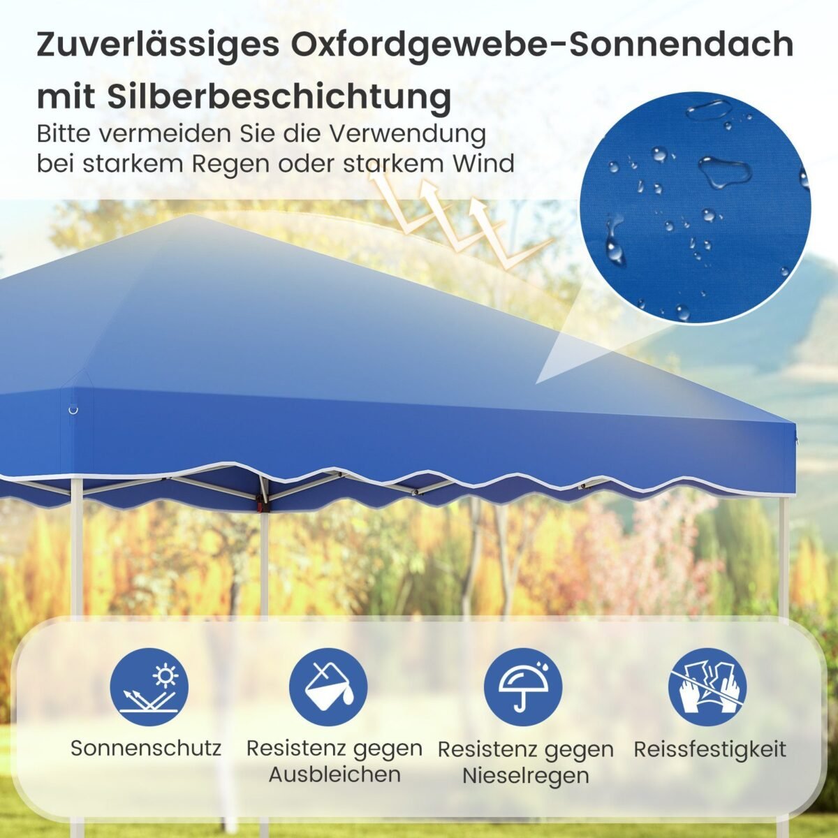 Sulankstoma pavėsinė su ratukais 3x3m (Mėlyna)