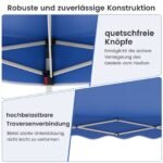 Sulankstoma pavėsinė su ratukais 3x3m (Mėlyna)