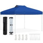 Vandeniui atsparus sulankstomas 3x3 m paviljonas su UV apsauga (Mėlyna)