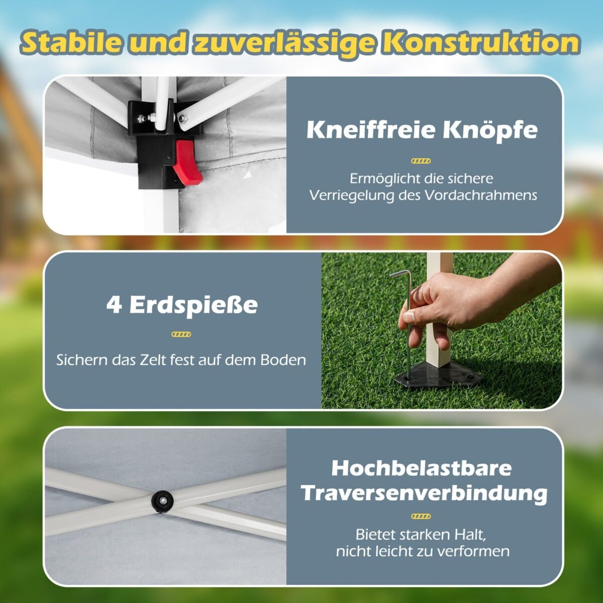 Lauko pop-up paviljonas 3x3 m su šonine sienele (Balta)