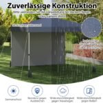 Tiesiai išskleidžiama pavėsinė 3x3m su šonine sienele ir ratukine taše (Pilka)