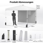 Sulankstoma 3x3m pavėsinė su šonine sienele ir ratukiniu dėklu (Balta)