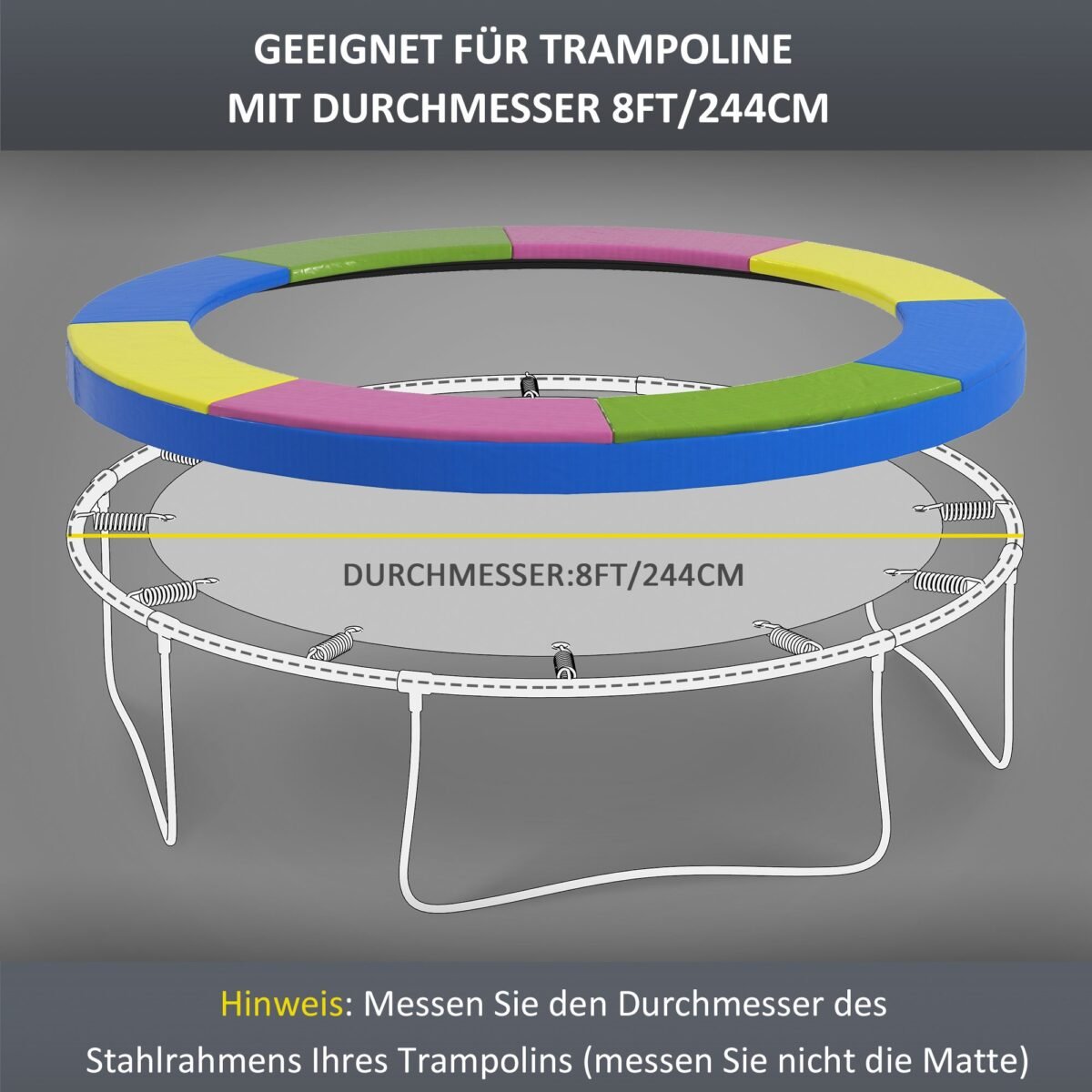 Patvari vandeniui atspari tramplino krašto apsauga 244 cm skersmens