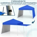 Pop-up pavėsinė su dviem keičiamomis sienelėmis ir markize (Mėlyna)