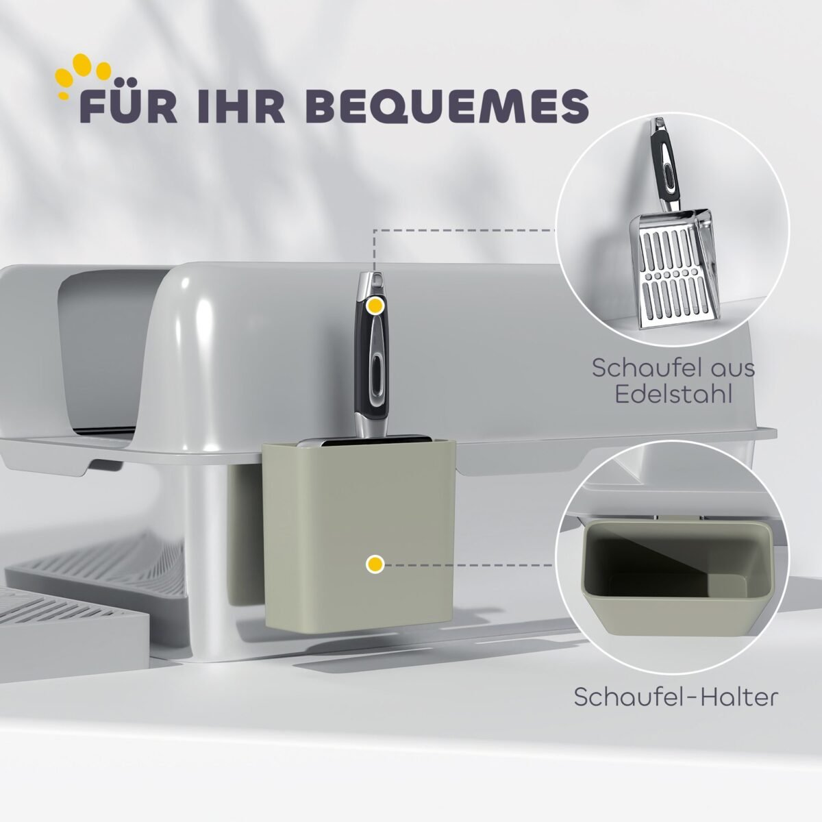 Katilų tualeto dėžė su aukštais kraštais ir laikymo vieta