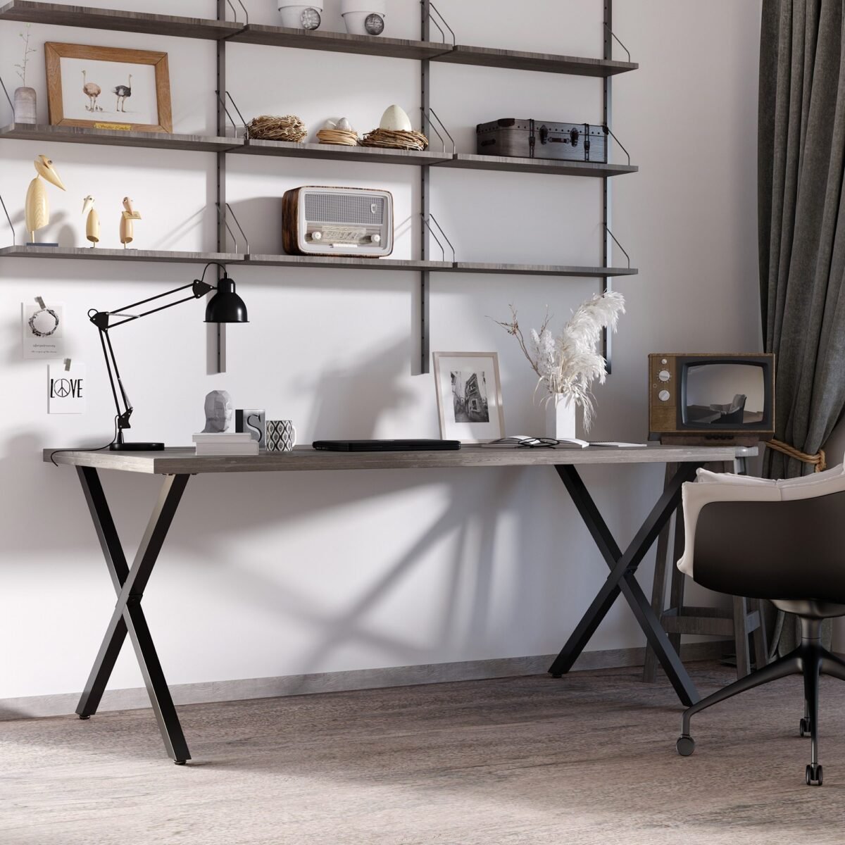 Dvi plieninės X formos stalo kojos 72 cm