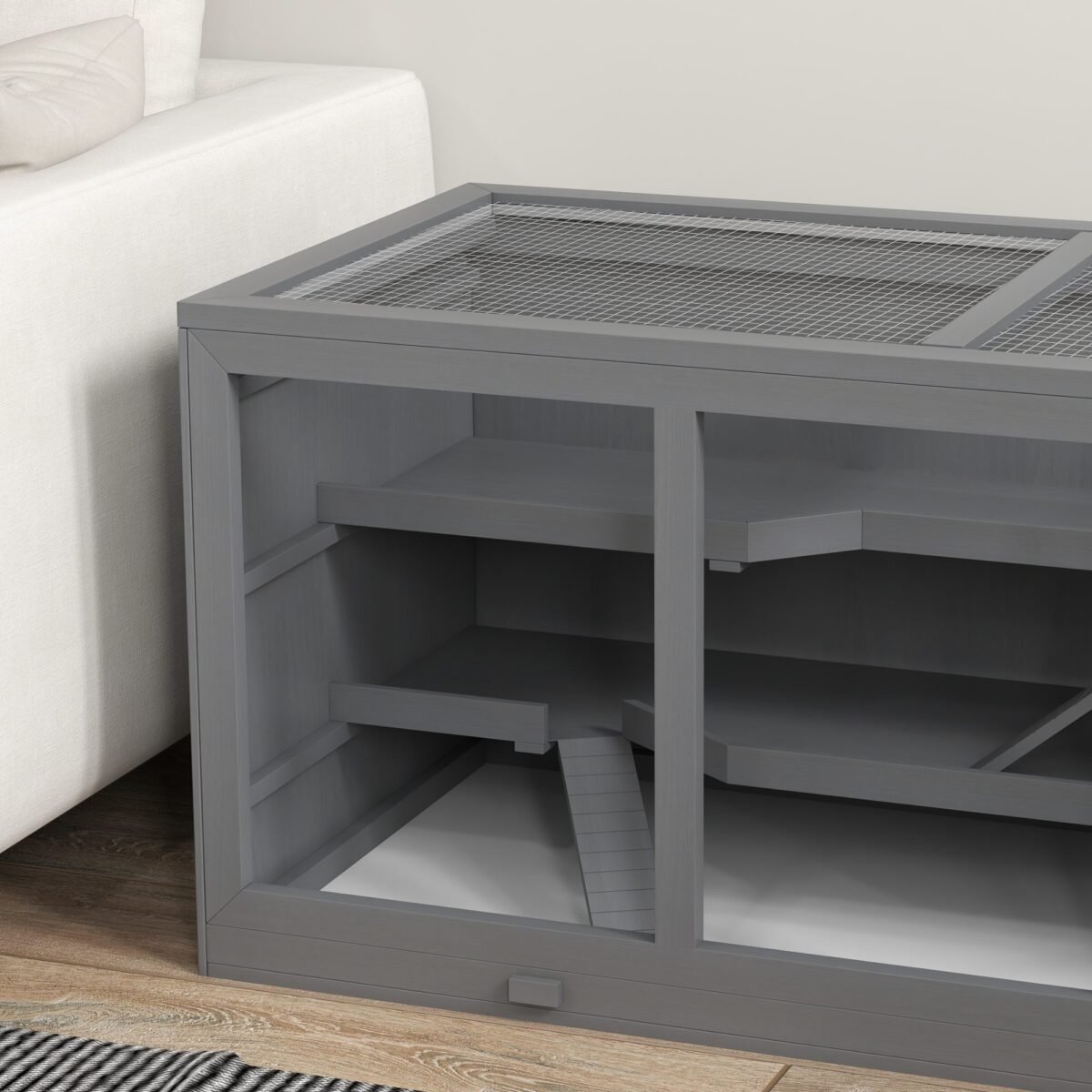 Medinis graužikų namelis su reguliuojamu viršumi