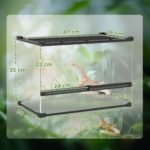 Reptilijų stiklinis terariumas su pakeltu, vandeniui atspariu dugnu ir mygtukiniu užraktu