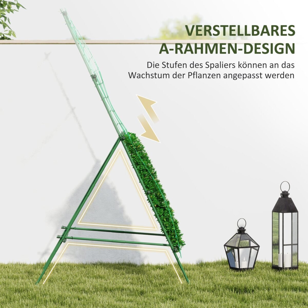 A formos plieninė atrama vijokliniams augalams su aukščiui reguliuojamomis pakopomis