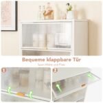 4 pakopų virtuvės lentyna su ratukais ir atidaromomis durelėmis (Balta)