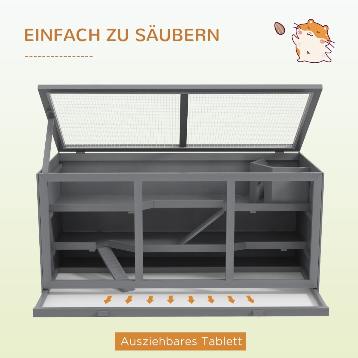 Medinis graužikų namelis su reguliuojamu viršumi