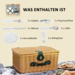 Pintas pikniko krepšys 2 asmenims su integruotu šaldymo skyriumi ir indų komplektu