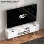 TV spintelė iki 65 colių televizoriams su stalčiais ir atviromis lentynomis
