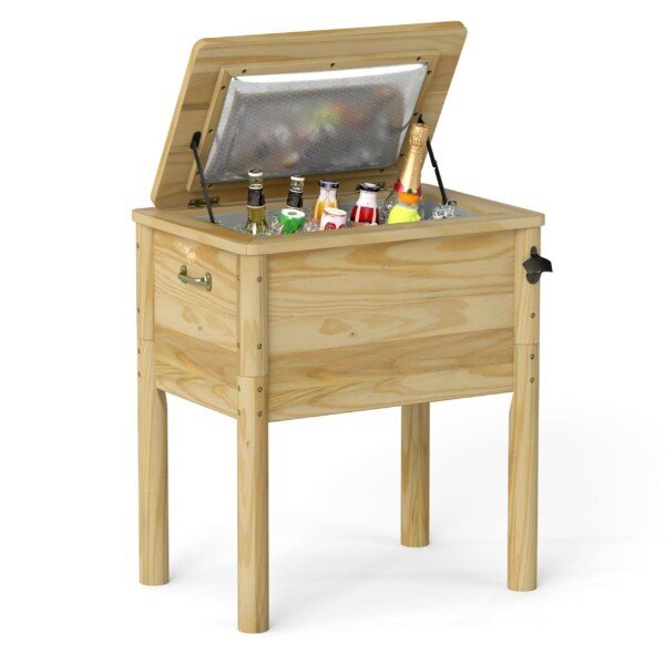 Terasinis gėrimų aušintuvas su rankenomis ir butelių atidarytuvu (Natūrali)