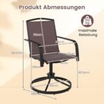 Sodo kėdės su 360° sukimosi funkcija (2 vnt.) (Ruda)