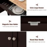 Virtuvinis vežimėlis su stalčiais ir trigubu vyno laikikliu (Ruda)