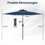 Sodo skėtis su LED apšvietimu ir rankenėle 230 cm (Jūros mėlyna)