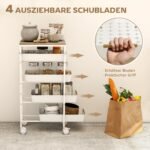 Siauras 5-pakopų virtuvės vežimėlis su ratukais