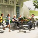 Lauko stalas 150x90 cm, cinkuoto plieno, su skėčio anga