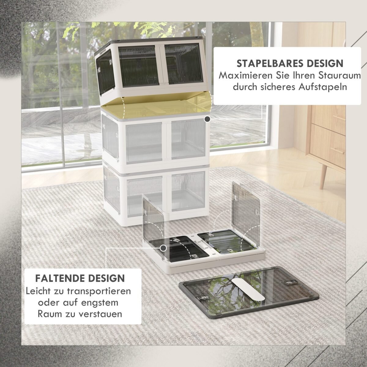 Sulankstoma laikymo dėžė su ratukais