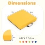 Rinkinys iš 6 kvadratinių grindų pagalvėlių su rankena ir užtrauktuku (Spalvinga)