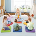 Rinkinys iš 6 kvadratinių grindų pagalvėlių su rankena ir užtrauktuku (Spalvinga)