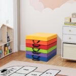 Rinkinys iš 6 kvadratinių grindų pagalvėlių su rankena ir užtrauktuku (Spalvinga)