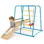 Vidinė žaidimų aikštelė su čiuožykla sūpynėmis ir kopimo traversa (Mėlyna)