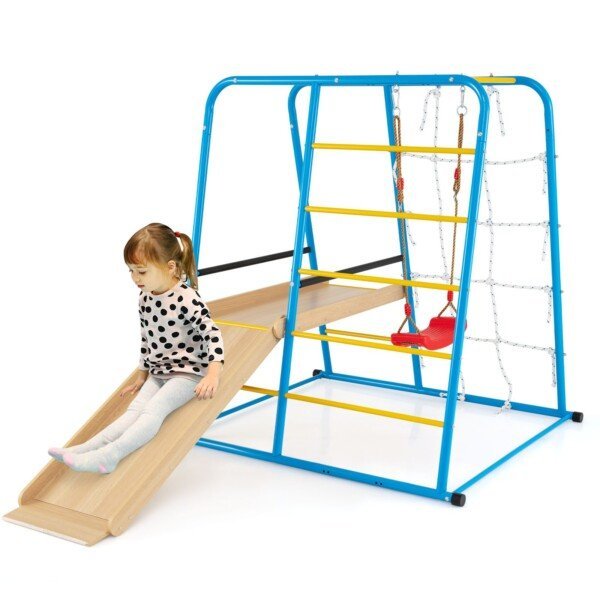 Vidinė žaidimų aikštelė su čiuožykla sūpynėmis ir kopimo traversa (Mėlyna)