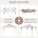 Sulankstomas paviljonas su dvigubu stogu metaliniu rėmu ir reguliuojamu aukščiu (Chaki)