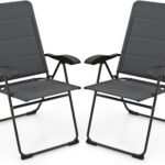 Sulankstomas lauko kėdžių komplektas su reguliuojamu atlošu (Pilka)