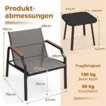 3 dalių lauko baldų komplektas su staliuku (Pilka)