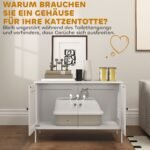 Uždaras kačių tualeto staliukas su skyriumi ir anga didelėms katėms, 80 x 51 x 54 cm