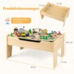 Medinis geležinkelio stalo žaidimų rinkinys su dvipuse lenta ir daiktų laikymo vieta (Natūrali)