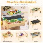 Medinis geležinkelio stalo žaidimų rinkinys su dvipuse lenta ir daiktų laikymo vieta (Natūrali)