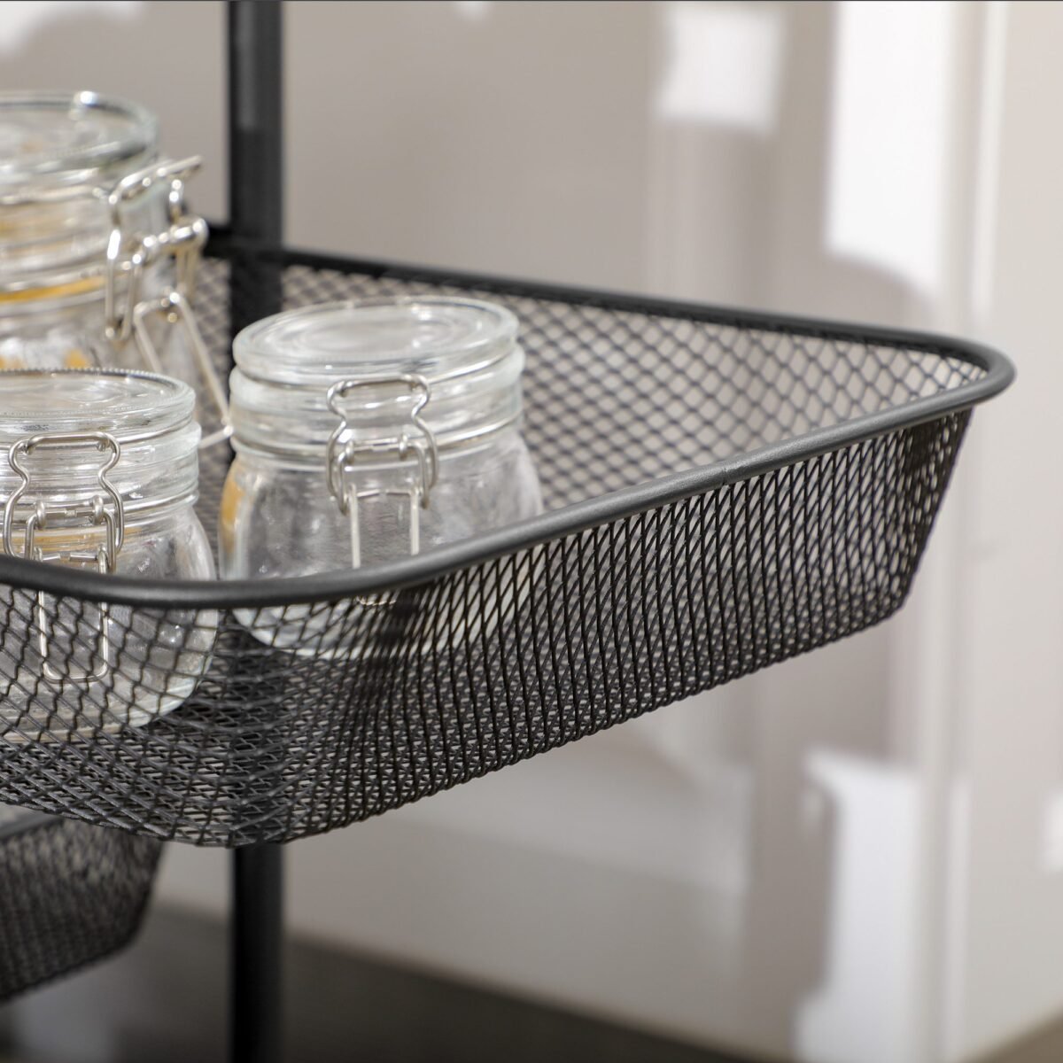 Universalus vežimėlis su 4 krepšeliais ir fiksuojamaisiais ratukais