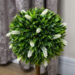 Dekoratyvinis dirbtinių levandų medelių rinkinys, 2 vnt., 60 cm, su vazonais